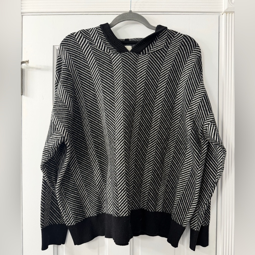Joie Black and White Chevron Hoodie